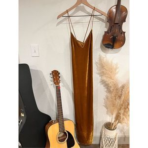 SHEIN Gold Velvet Maxi Dress